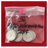 10 - 90% Washington 25 cents