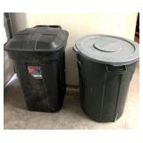 2 garbage cans with lids