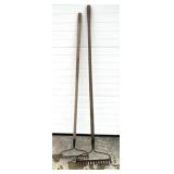 2 Metal garden rakes