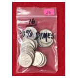 16 - 90% Roosevelt Dimes