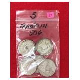 5 - 90% Franklin Halves