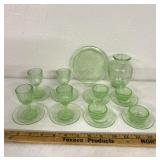 Vintage green depression glass era glassware