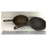2 vintage cast-iron small skillets/lodge/unmarked