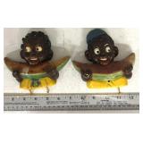 pair of vintage Black Americana chalkware wall