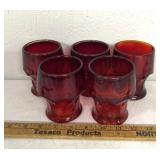 Five vintage Viking Ruby red Tumblr glasses