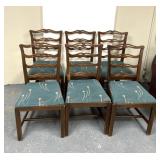 6 matching vintage chairs with scratches and marks