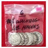 6 - 90% Walking Liberty Halves
