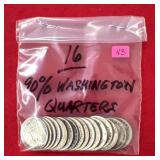 16 - 90% Washington Quarters