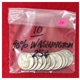 10 - 90% Washington 25 cents
