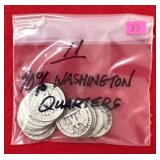 11 - 90% Washington Quarters