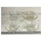 4 pyrex glass, mixing bowls
