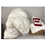 Comforter with box full of linens/other