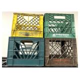 4 vintage plastic milk crates