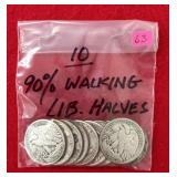 10 - 90% Walking Liberty Halves