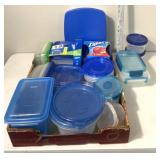 Blue containers - ziplock, all lids included