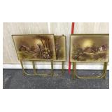 4 vintage nature themed TV trays