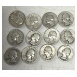 (12)  90% Washington quarters