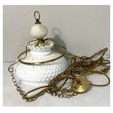Vintage Hobnail-milk glass hanging  lamp