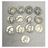 (13) 90% Washington quarters