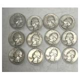 (12) 90% Washington quarters