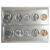 (2) 1964 coin sets one plastic case cracked