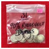 31 - 90% Roosevelt Dimes
