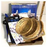 Holiday time Christmas decor/baskets/gift bags