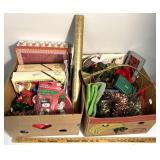 2 boxes of Christmas decor