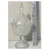 Lead cut glass crystal candy dish w/lid