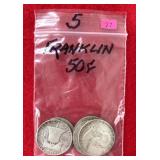 5 - 90% Franklin Halves