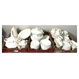 Large white dishware set