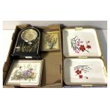 Flower themed dishware/clock/decor
