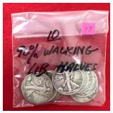 10 - 90% Walking Liberty Halves