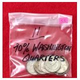 11 - 90% Washington Quarters