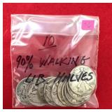 10 - 90% Walking Liberty Halves