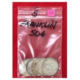 5 - 90% Franklin Halves