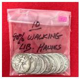 10 - 90% Walking Liberty Halves