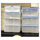 Seven medium sized storage containers