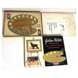 Vintage golden pallet, oil, painting kit in box