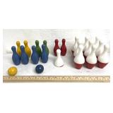 vintage wooden/plastic tabletop bowling or