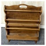 Vintage double-sided wooden magazine rack