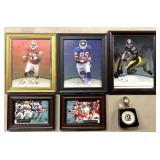 Framed football prints, NFL decanter aftershave