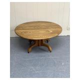 round wooden pedestal table 36 inch wide by 17