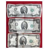 (3) 1976 two dollar bills