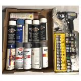 Spray paint/model paint/heat gun/brushes