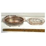 Pink depression, glass/divided tray with