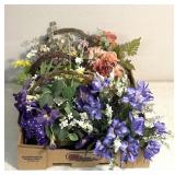 Artificial flowers/spring basket theme