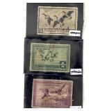 (3) 1930ï¿½s era migrating birds hunting stamp