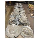 23 vintage metal hub caps GM other