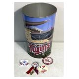 Twins buttons & trash can